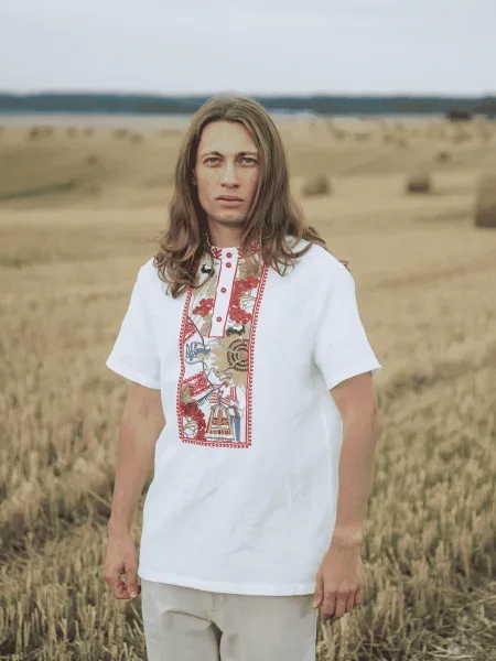 Лляна Вишита сорочка Едельвіка білий