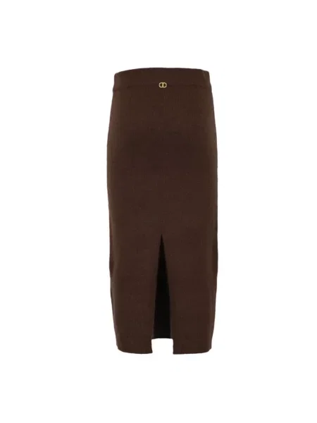 Spódnica midi Twinset wełniana brązowa