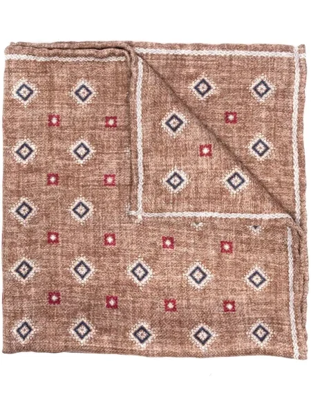 Cravată Brunello Cucinelli cu imagine cu imprimeu geometric maro