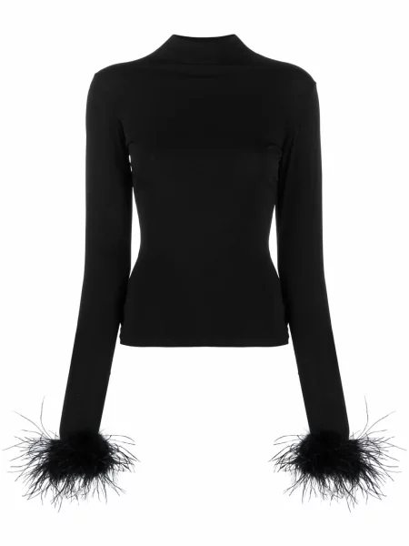 Top Atu Body Couture cu pene negru