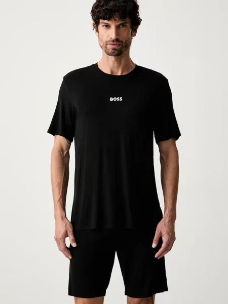 BOSS pyžamo z viskózy Pique Short černé