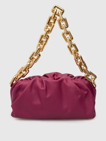 Шкіряна сумка з ланцюгом Bottega Veneta фіолетова