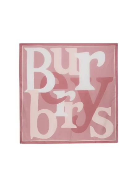 Jedwabna szal Burberry z logo różowa