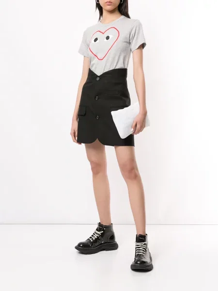 Raštuotas marškinėliai Comme Des Garçons Play apvaliu kaklu pilka