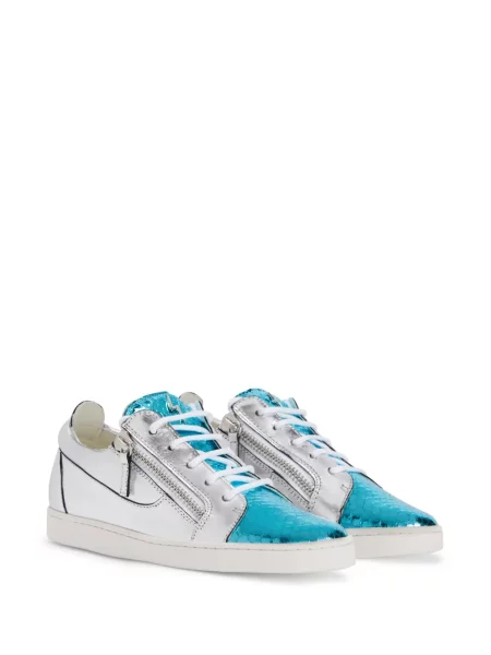 Sneakersy Giuseppe Zanotti skórzane srebrne