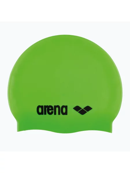 Детска шапка за плуване arena Classic Silicone Jr acid lime/black черно