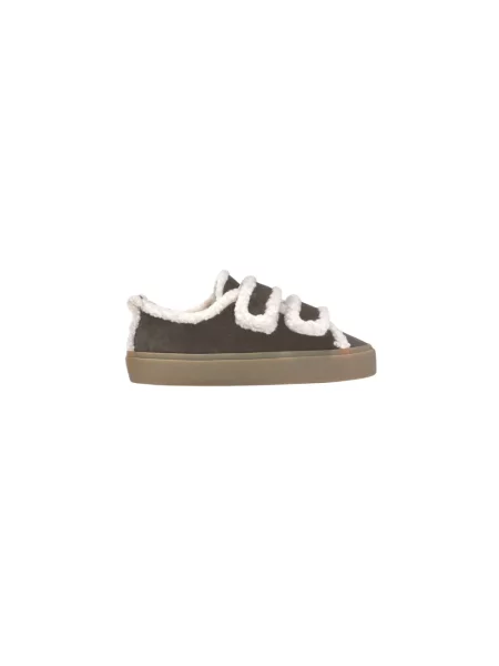 Inuikii sneakersy zamszowe Shearling Low Velcro brązowe