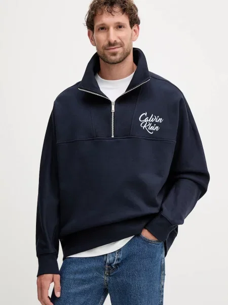 Pulover Calvin Klein Jeans mornarsko modra