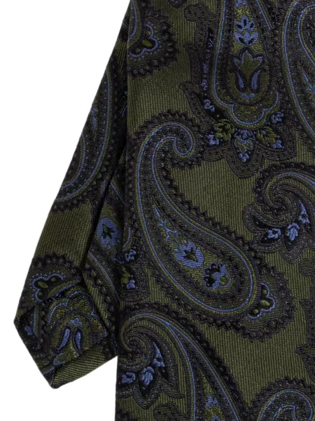 Cravată Etro de mătase cu imagine cu model paisley verde