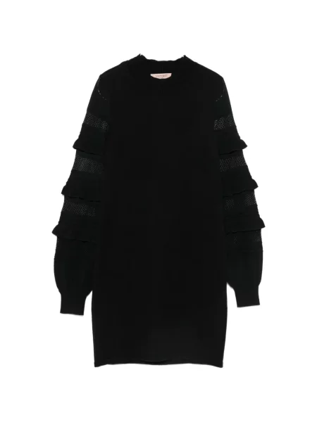 Rochie mini Twinset tricotate cu volane negru