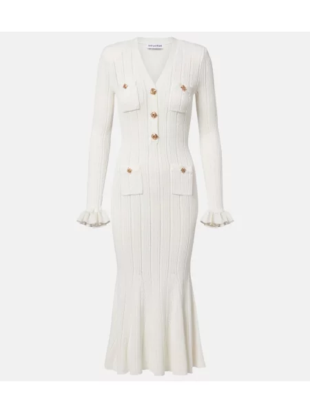 Sukienka midi Self-portrait do kolan garniturowa biała