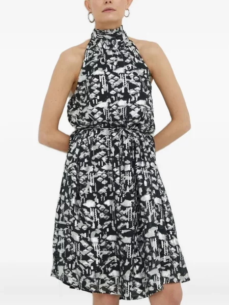 Rochie midi Bruuns Bazaar cu imagine cu imprimeu abstract până la genunchi negru