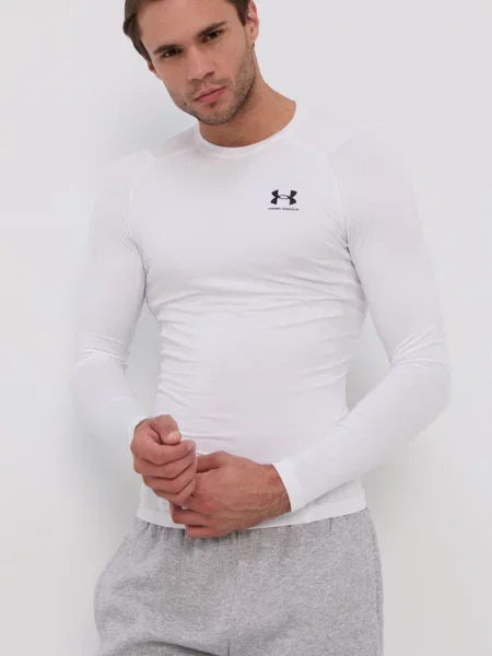 Under Armour Tréninkové tričko s dlouhým rukávem bílé