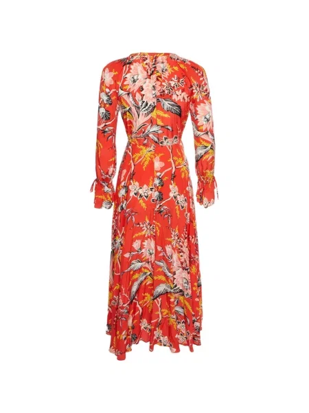 Lung rochie maxi Dvf Diane Von Furstenberg cu model floral cu imagine roșu