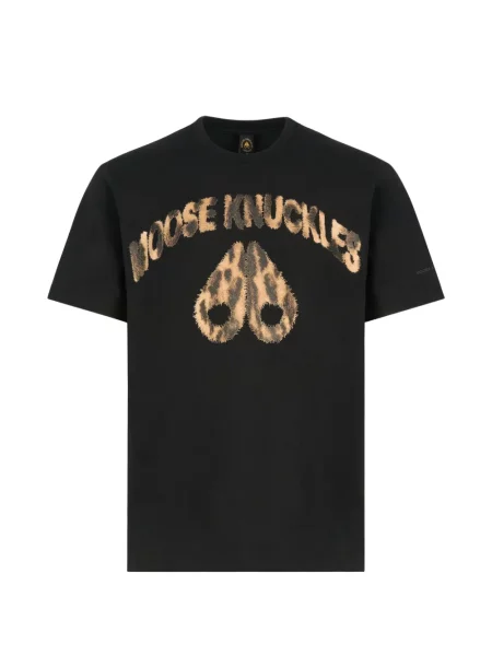 Leopardí tričko Moose Knuckles s potiskem černé