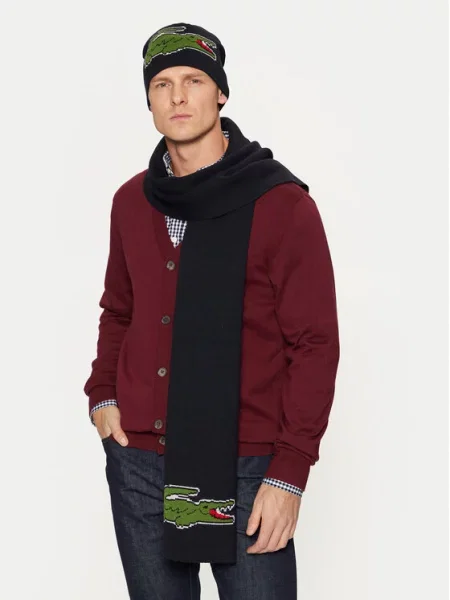 Kepurės ir šaliko komplektas Lacoste Tamsiai mėlyna