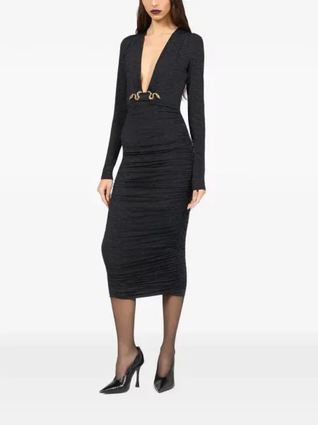 Rochie midi Roberto Cavalli cu model piele de șarpe negru