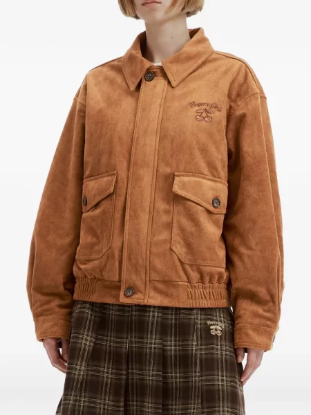 Geacă bomber Fingercroxx cu broderie maro