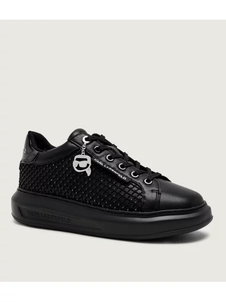 Karl Lagerfeld Teniși din piele Kapri Gemstone Net Charm negru