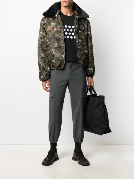 Geacă Random Identities cu glugă cu imagine cu model camuflaj verde