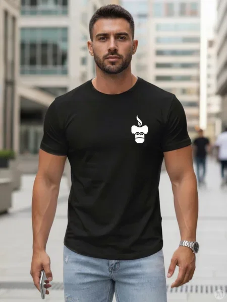 T-shirt z minimalistycznym nadrukiem Dstreet czarny