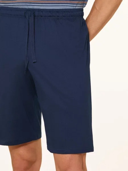 Schiesser Krátké Pyžamo Casual Nightwear černošedá / oranžová modrá