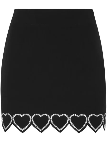 Fusta mini Philipp Plein cu motiv cu inimi negru