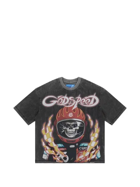 Tricou Godspeed cu imagine gri