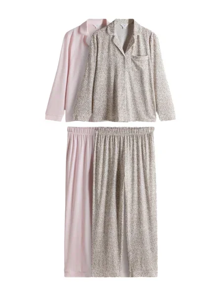 The Set Pidžama ecru/prljavo / siva / roza bijela