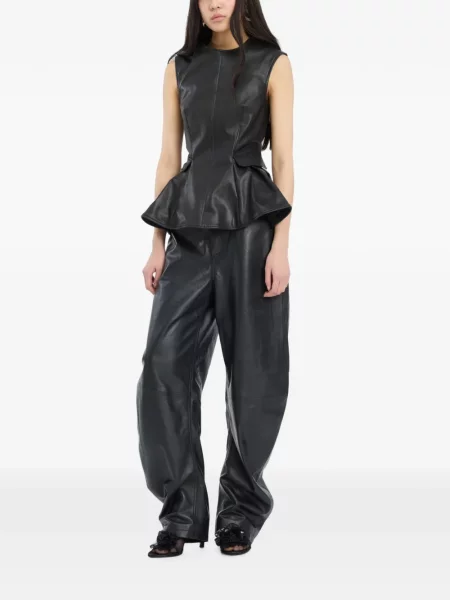 Pantaloni Rotate Birger Christensen din piele negru
