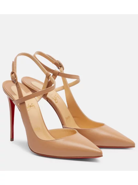 Pantofi cu toc Christian Louboutin din piele bej