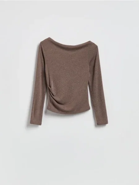 Reserved Tricou cu mânecă lungă cu conținut ridicat de maro