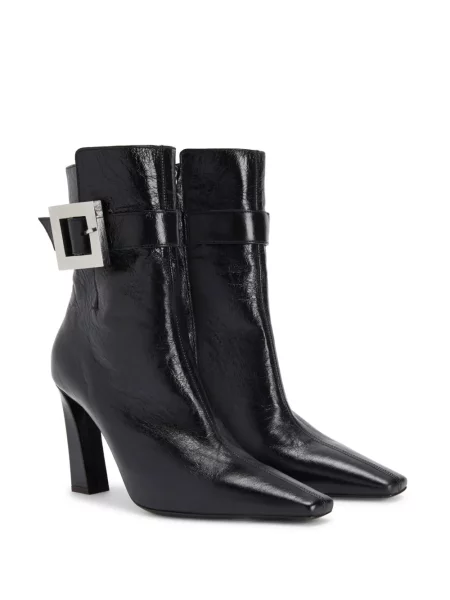 Cizme scurte Giuseppe Zanotti din piele cu cataramă negru