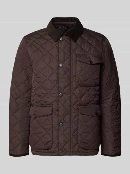 Kurtka pikowana o kroju regular fit z kołnierzykiem w kontrastowym kolorze model HORNBY' Barbour czarna