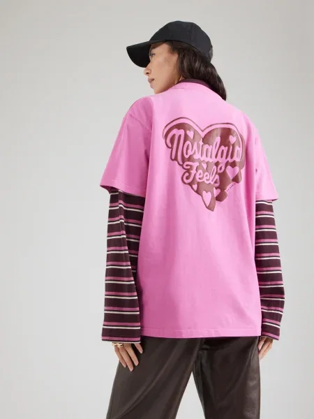 OH APRIL Majica Nostalgia Heart / bordo roza