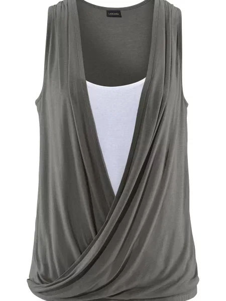 LASCANA Top oliv alb