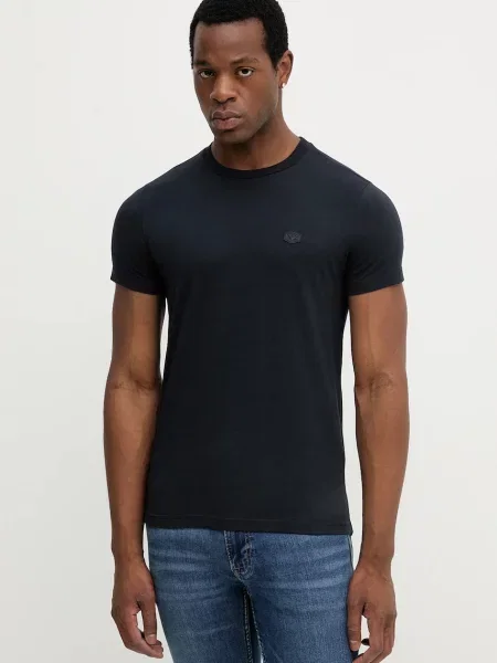 Тениска Emporio Armani с изчистен дизайн тъмносиньо