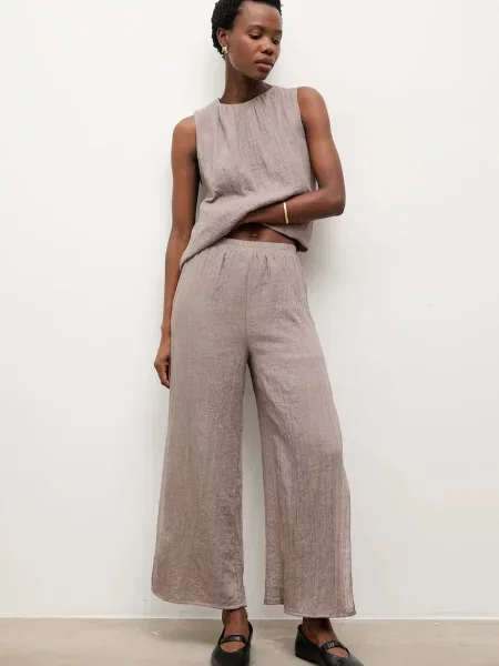 Answear.LAB pantaloni din in maro