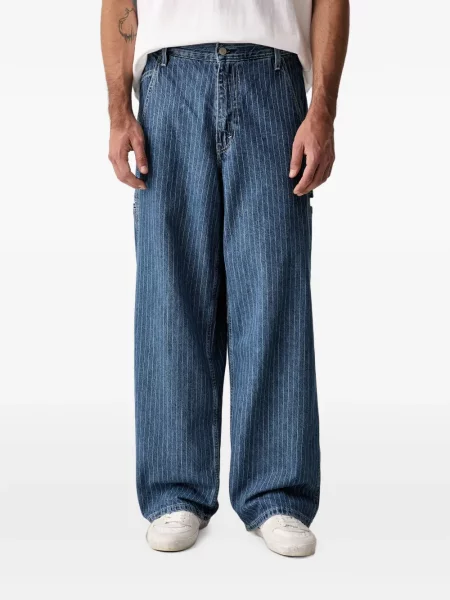Blugi cu picior larg Levi's® din piele cu cordon cu talie înaltă albastru