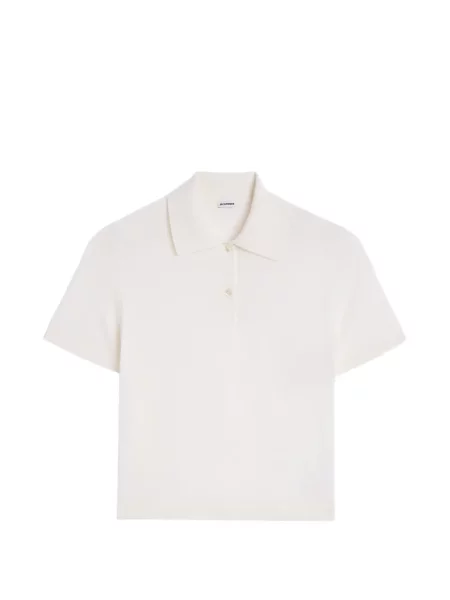 Tricou polo Jil Sander de lână alb