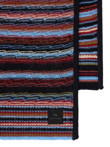 Fular Paul Smith cu dungi de mohair albastru