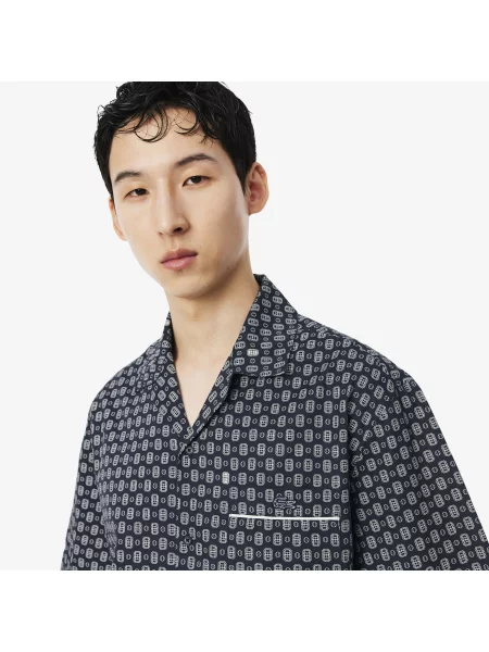Lacoste Koszula Z Nadrukiem Relaxed Fit granatowa