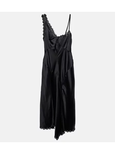 Rochie midi Isabel Marant de mătase până la genunchi de costum negru