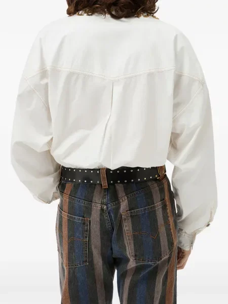 Cămașă Versace cu broderie din poplin alb