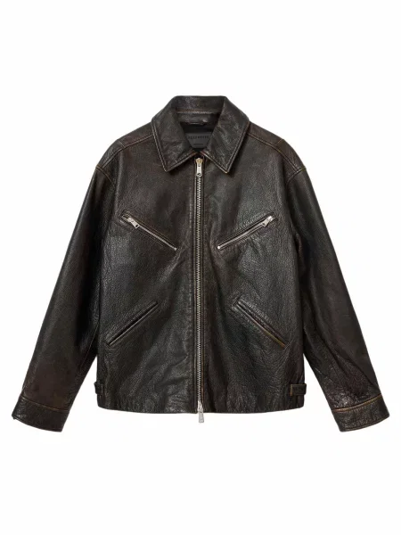 AllSaints jachetă pentru bărbați din piele STARDAY negru