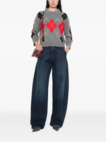 Gulerat pulover Pinko cu model argyle gri