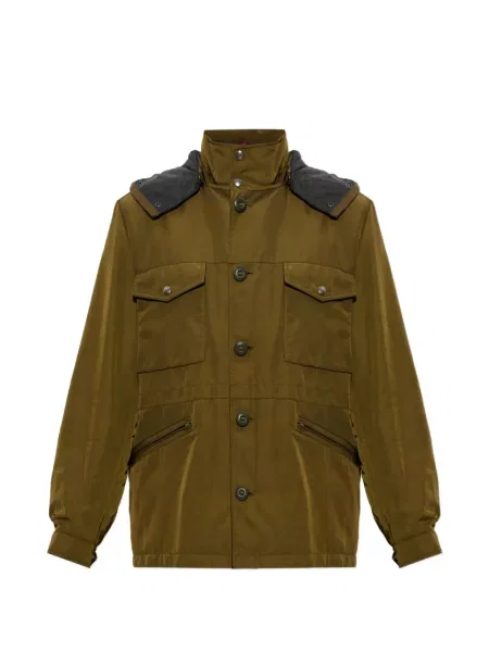 Geacă cu puf Moncler cu glugă verde