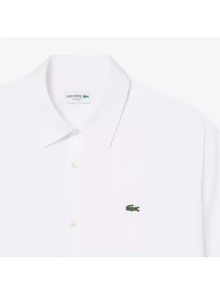 Lacoste Koszula Z Tkaniny Pinpoint Regular Fit biała