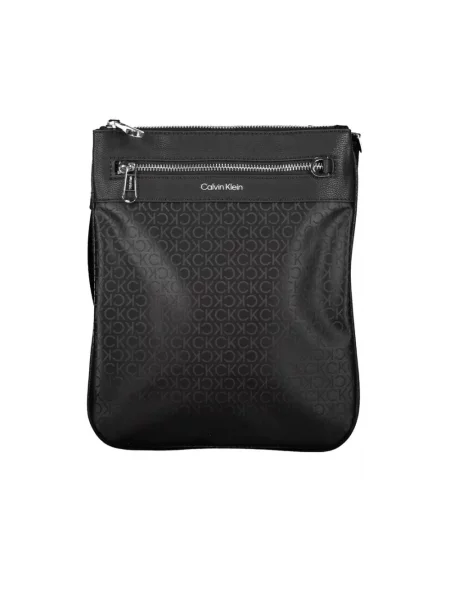Lniana torba na ramię Calvin Klein czarna