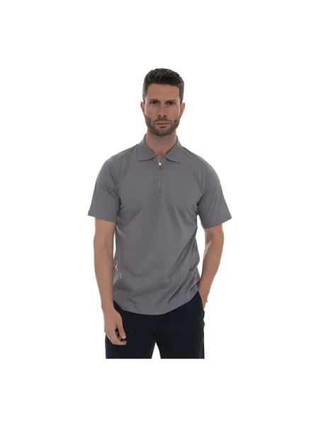Koszulka polo Kiton z krótkim rękawem szara